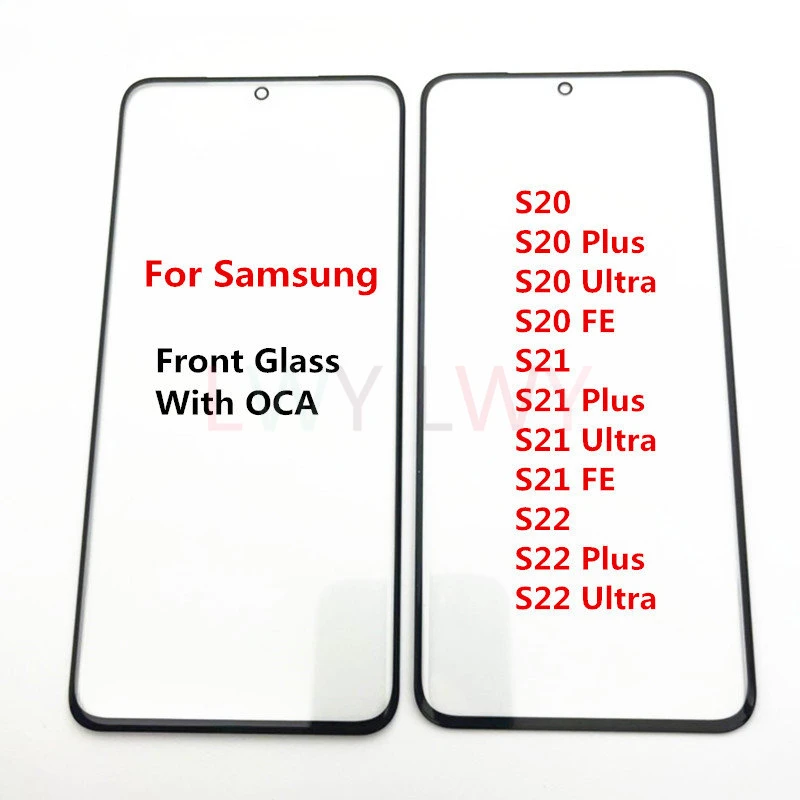 For Samsung Galaxy S22 S20 FE s20+ S20ultra s21Ultra S21 Plus S22ultra Ultra With OCA Touch Screen LCD Front Outer Glass Lens