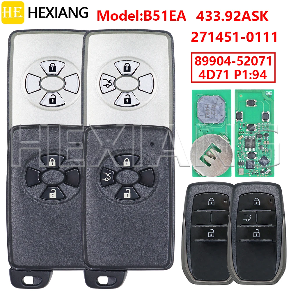 

Плата HE: 0111 B51EA 433,92ASK 4D67 ID71 P1:94 89904-52071 Бесконтактный автомобильный дистанционный ключ для Toyota Corolla Yaris Auris Rav4 2006+