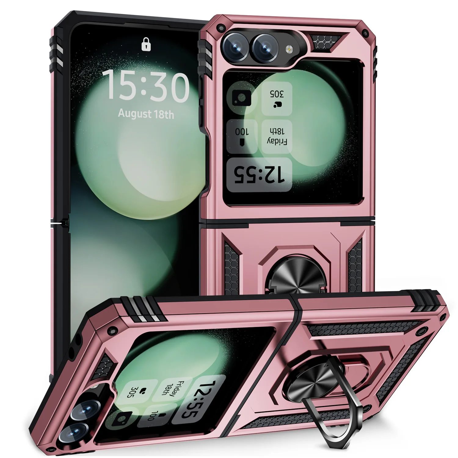 Für Samsung Galaxy Z Flip 7 Z Flip 6 Hülle Scharnierschutz 360 ° Drehring, magnetischer Ständer, stabil, schwer, stoßfest, vollständige Abdeckung – Detail 12