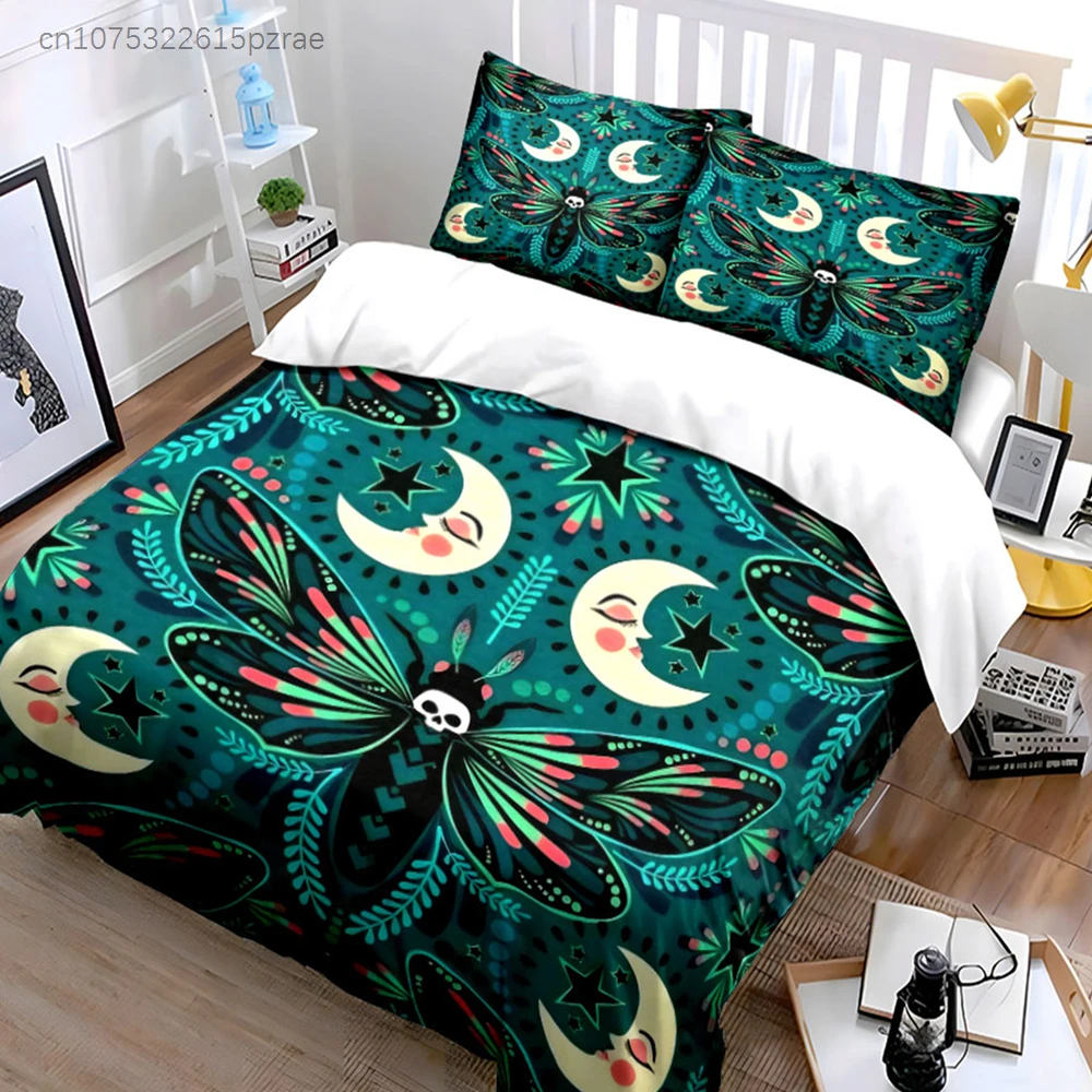 Mystic Butterfly Moon Decor Set Multiple Sizes kid's And adults' Bedroom Exquisite 3PC Bedding set, Gift