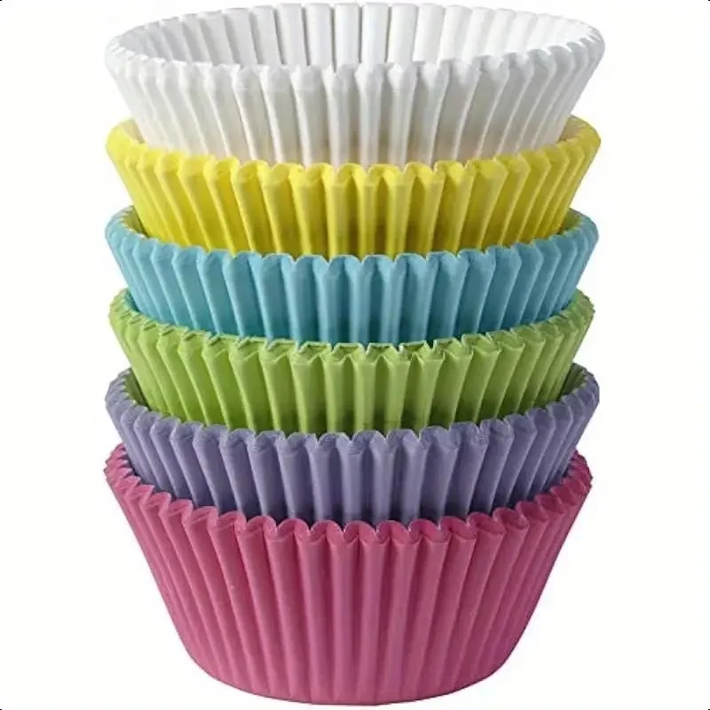 100 stücke Bunte Kuchen Pappbecher Muffin Cupcake Formen Einweg Backetui Utensilien Hochzeit Geburtstag Party Kuchen Dekoratives Werkzeug