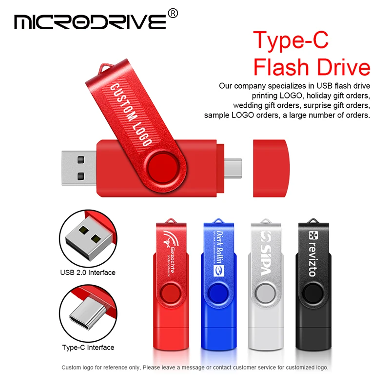 Pen Drive 2 in 1 OTG Type C Flash Drive 16 32GB 64GB 128GB USB 2.0 Flash Drive Memory Stick Pendrive for Android storage devices