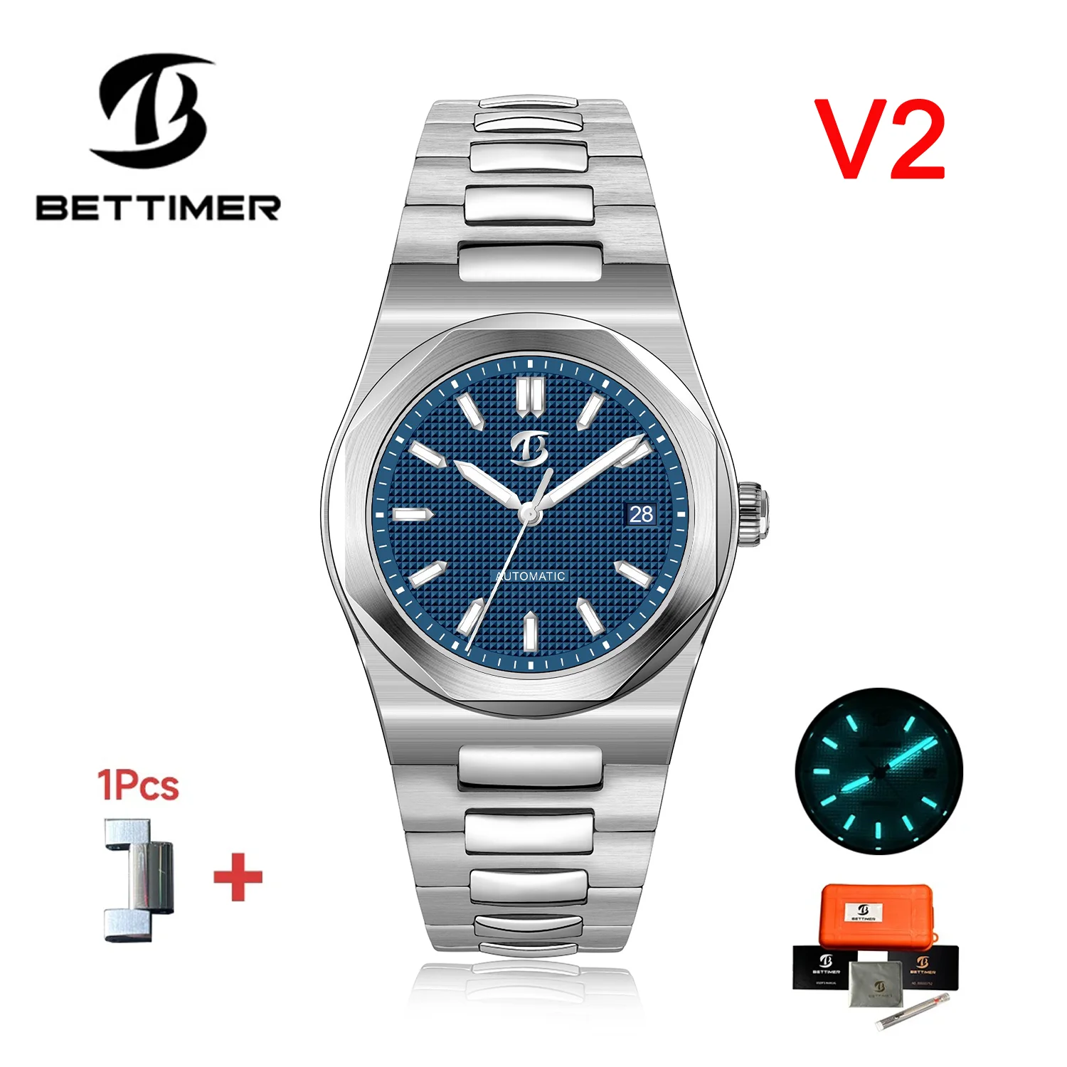 

BETTIMER 2024 Новые мужские механические часы PT5000 Автоматические деловые водонепроницаемые 100 м BGW-9 роскошные мужские часы из нержавеющей стали