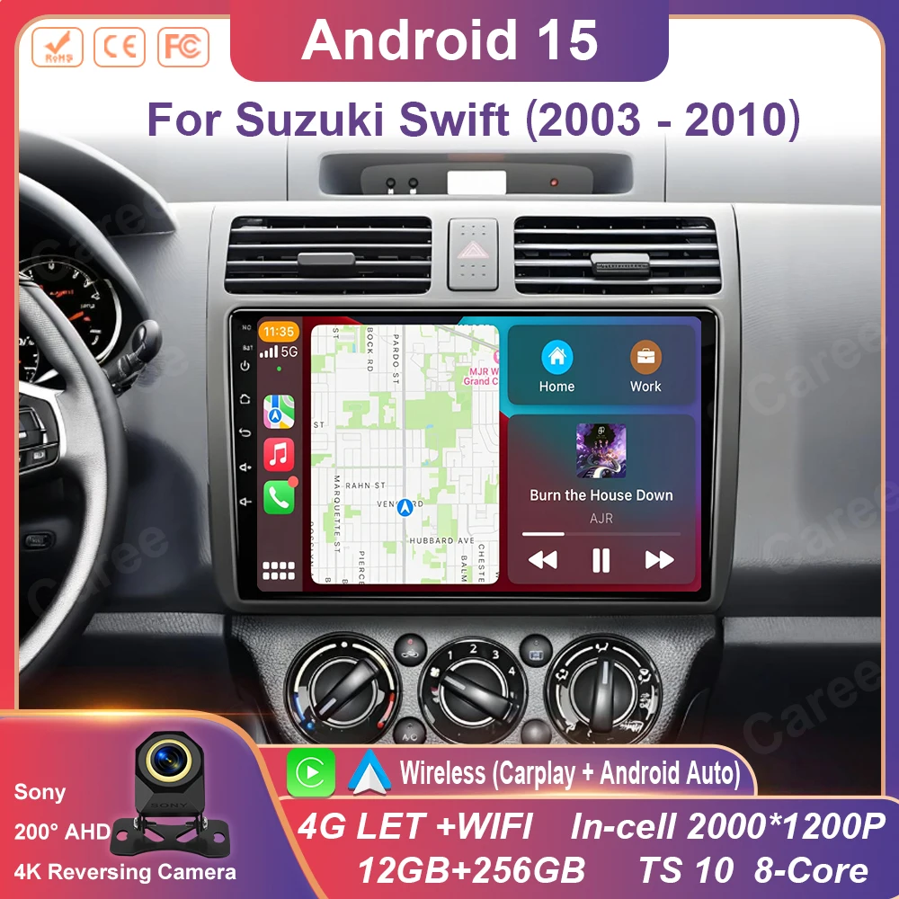 

Car Radio Android 15 For Suzuki Swift 2003 - 2006 2007 2008 2009 2010 Multimedia Player Stereo Carplay AUTO Head Unit WIFI 4G BT