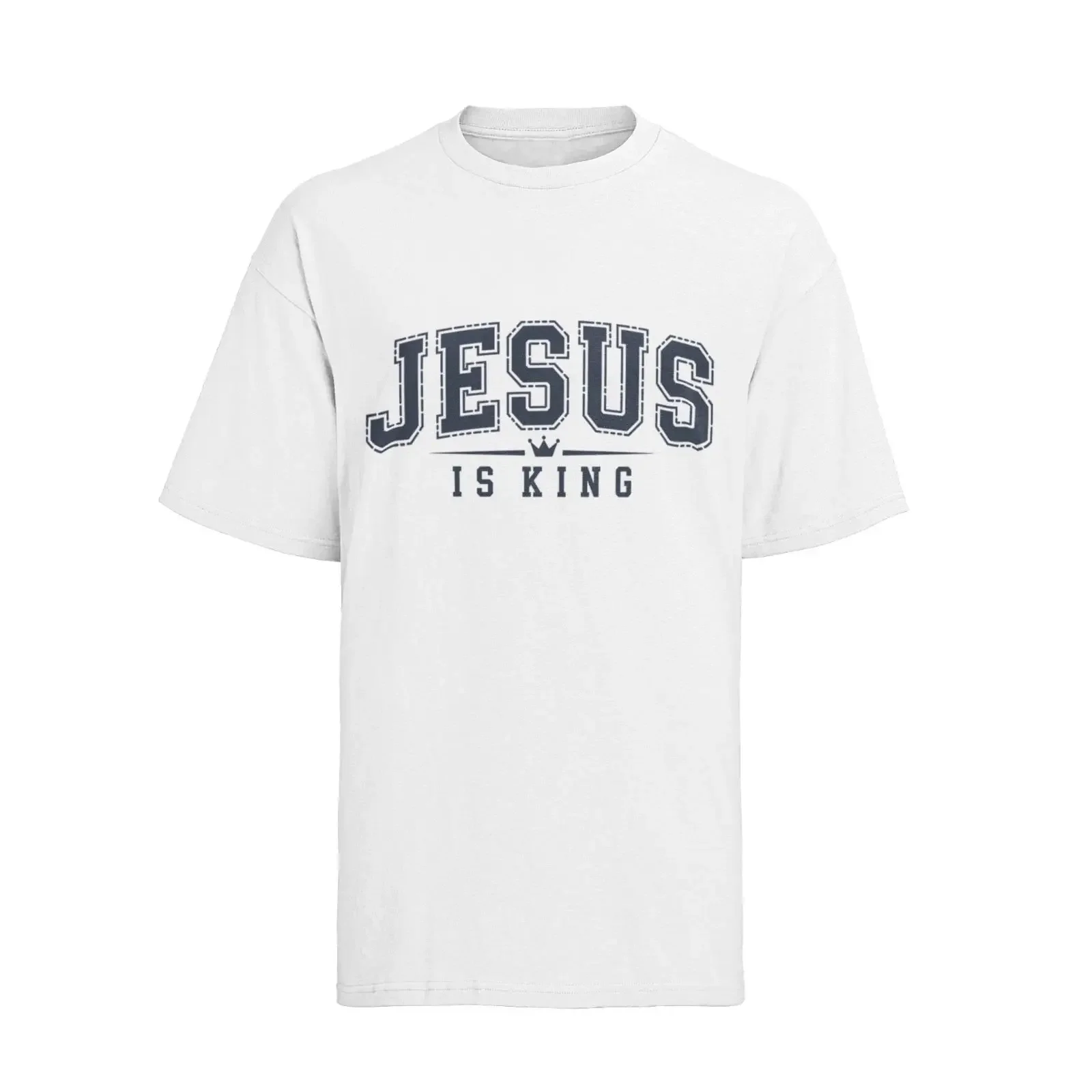 Camiseta de hombre vintage lavada de algodón transpirable y elástica con la frase 'Jesus is King' y 'Glaube Gott König' para religión, Biblia y Iglesia.