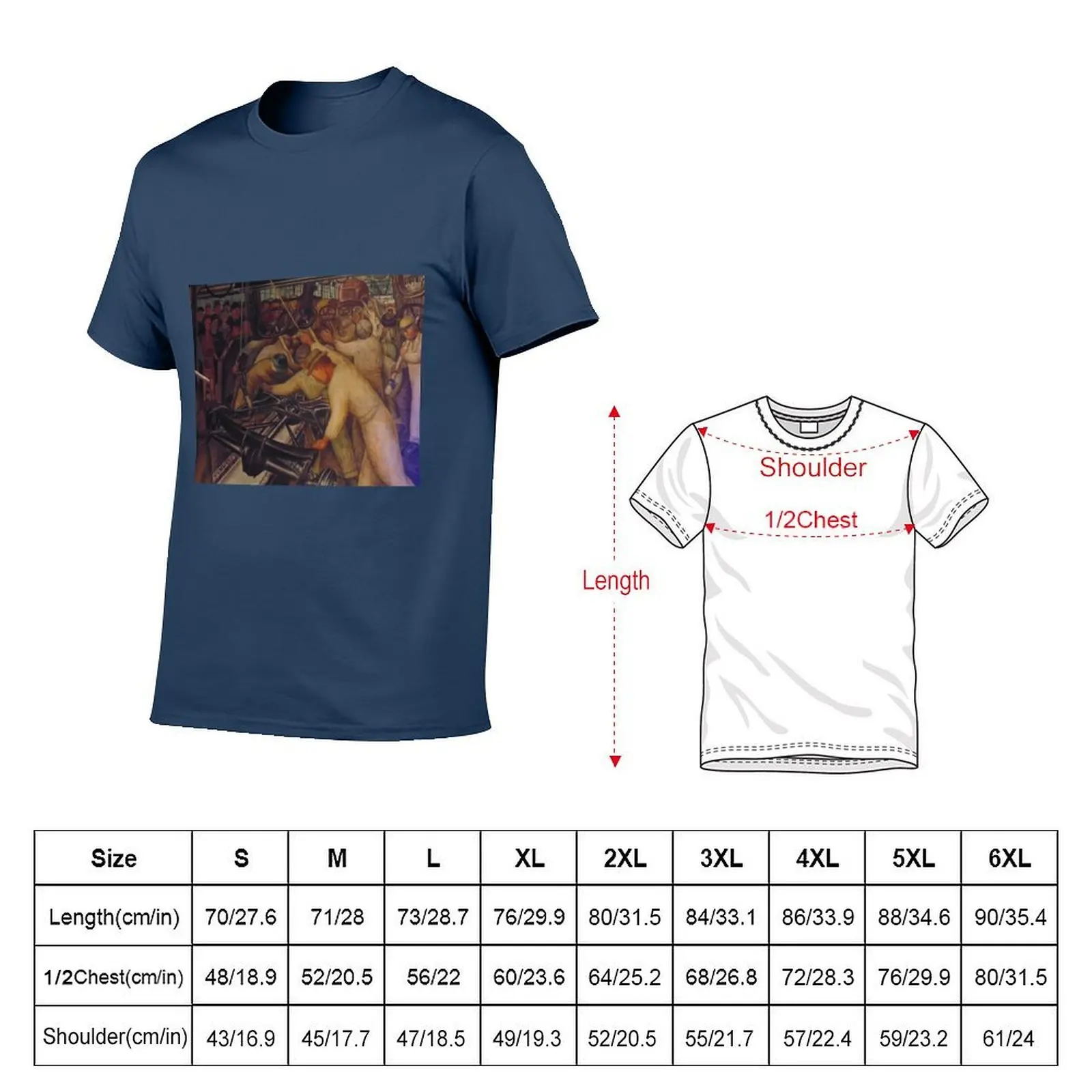 Diego Rivera Auto Industrial Mural T-Shirt cotton t shirt pack man t shirt luxury T-Shirt