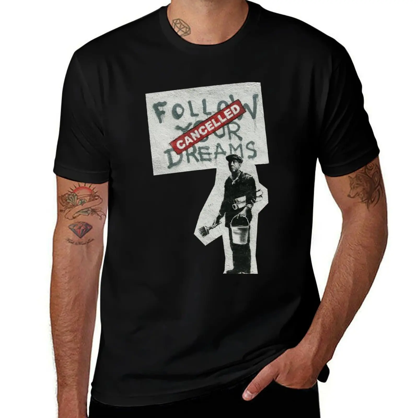Follow your dreams Bansky T-Shirt All Match Basic Short Sleeve Top T-Shirt