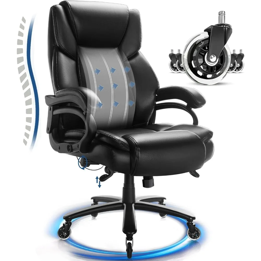 Big and Tall Office Chair 500,Adjustable Lumbar Support Executive Office Chair with High Back,Ergonomic Heavy Duty Office Chair