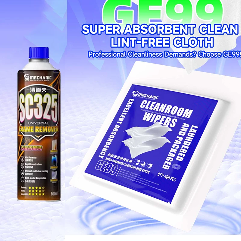 MECHANIC GE99 Clean cloth 400pcs and SC325 cleaner super soft fiber for motherboard dust/lens/LCD screen stain cleaning tool