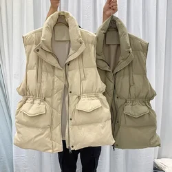 Women Vest 2024 New Autumn Winter Korean Waist Sleeveless Down Cotton Vests Female Parkas Warm Waistcoat Ladies Jackets Tops