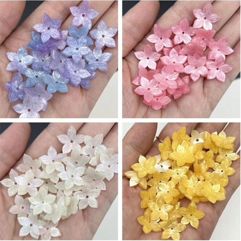 10Pcs/Lot Acetic Acid 3D Flower Beads Torus 18MM Petals Spacer Beads Charm Connectors Diy Hair Jewelry Making Resin Acessories