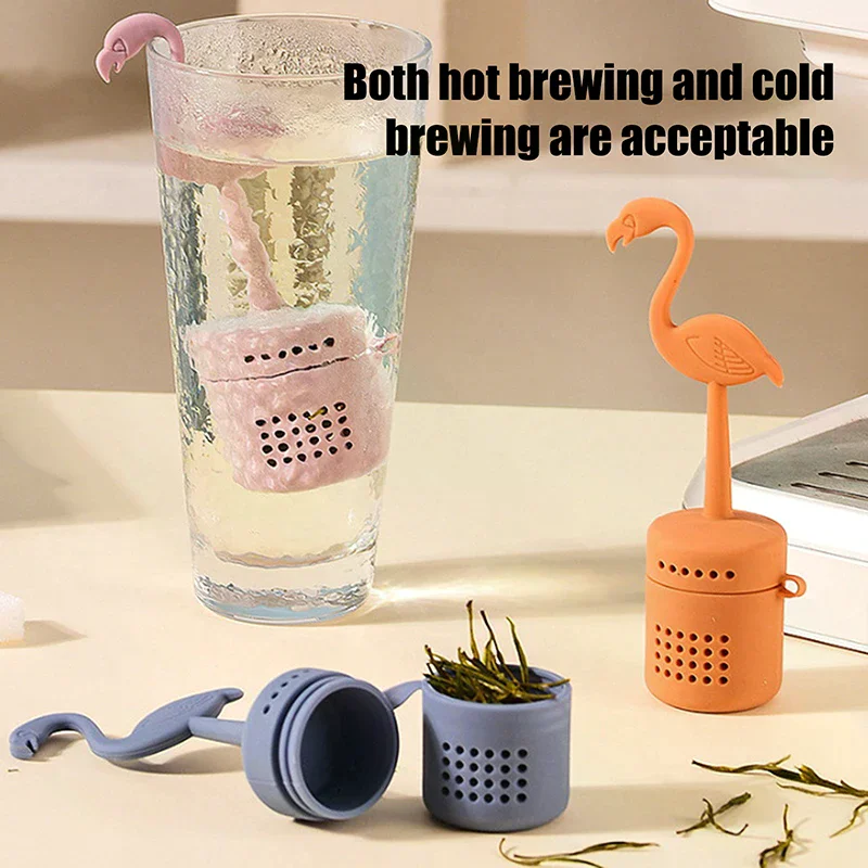 

1 шт. силиконовая чайница в форме фламинго, ситечко для чая, фильтр для кофе, многофункциональный фильтр для кофе и специй
