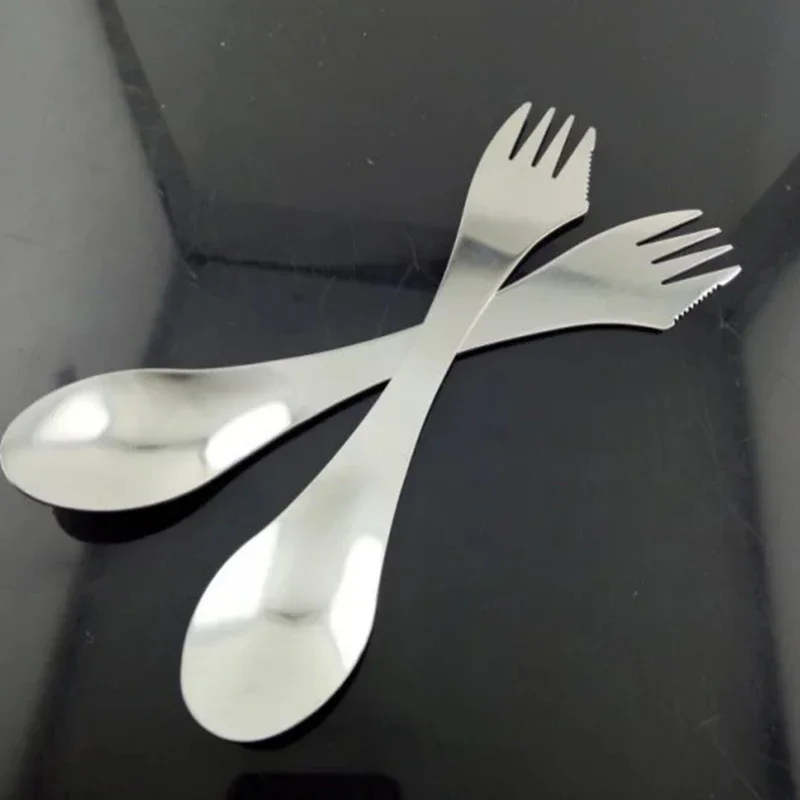 3 in 1 Stainless Gadget Spork Spoon Fork Cutlery Utensil Combo for Picnic Breakfast Lunch Dinner BBQ Outdoor Travel Camping