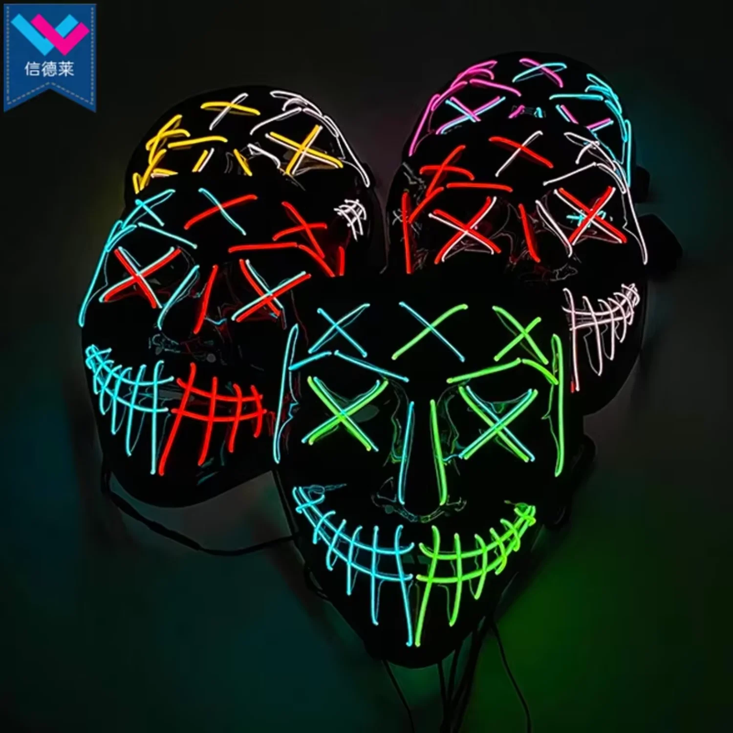 

TW-M098 New Halloween Mask Neon Glowing Mask Light up LED Mask For DJ Festival Halloween Cosplay Costume Masque