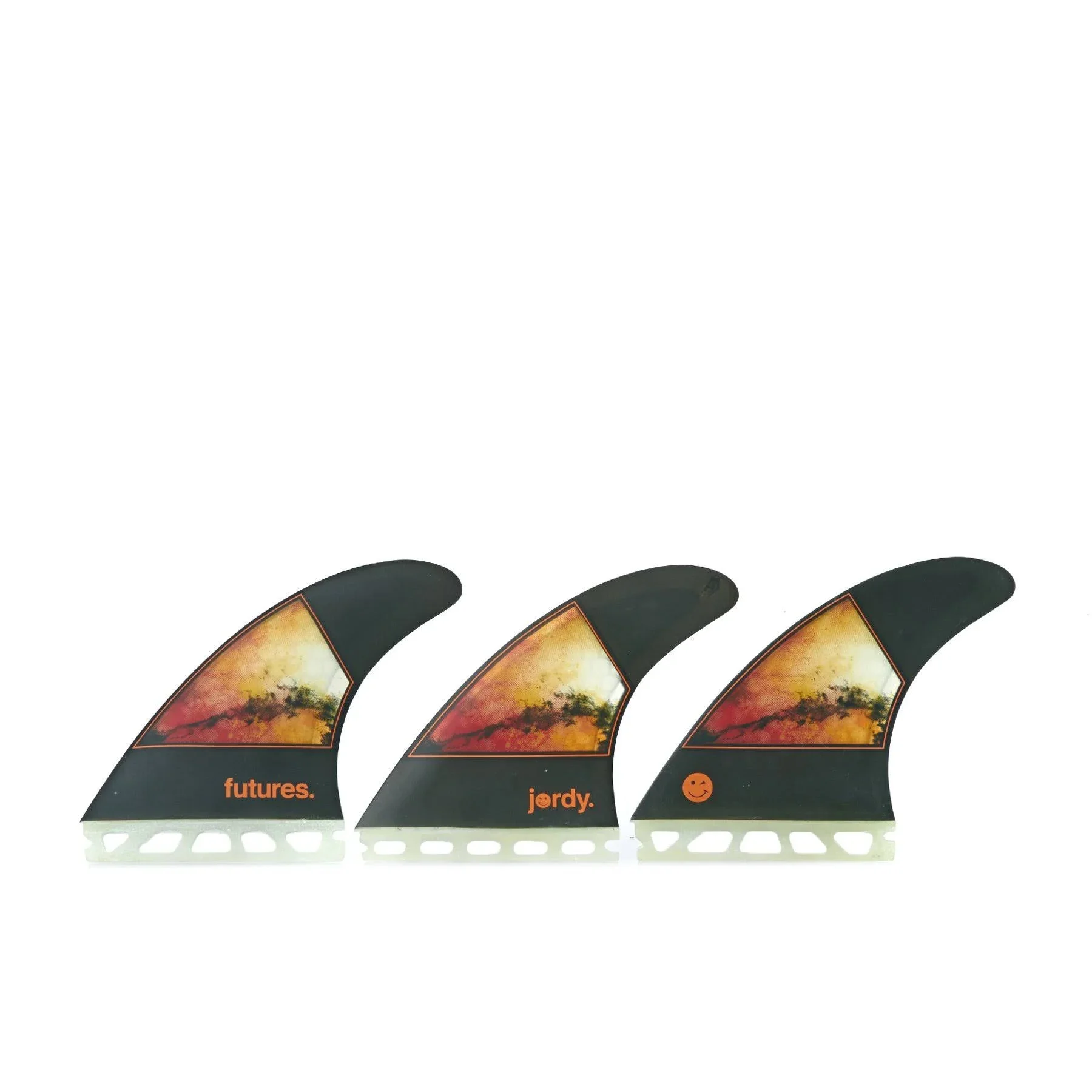 Jordy Smith Medium Honeycomb Black/Orange Tri Fin Set Surfboard Fins