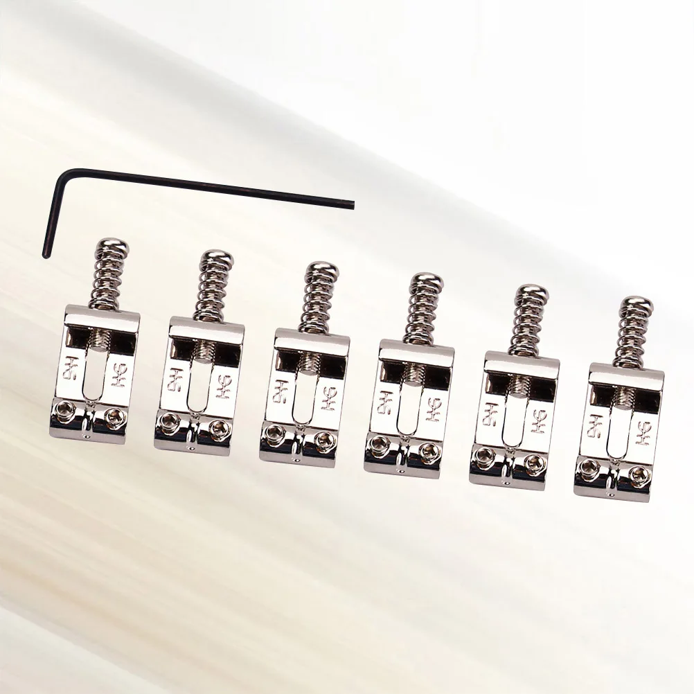 

6pcs Guitar Bridge Roller Saddle Set Durable Saddles For Electric Guitar Top Loading Arch Design With Screws Springs Included