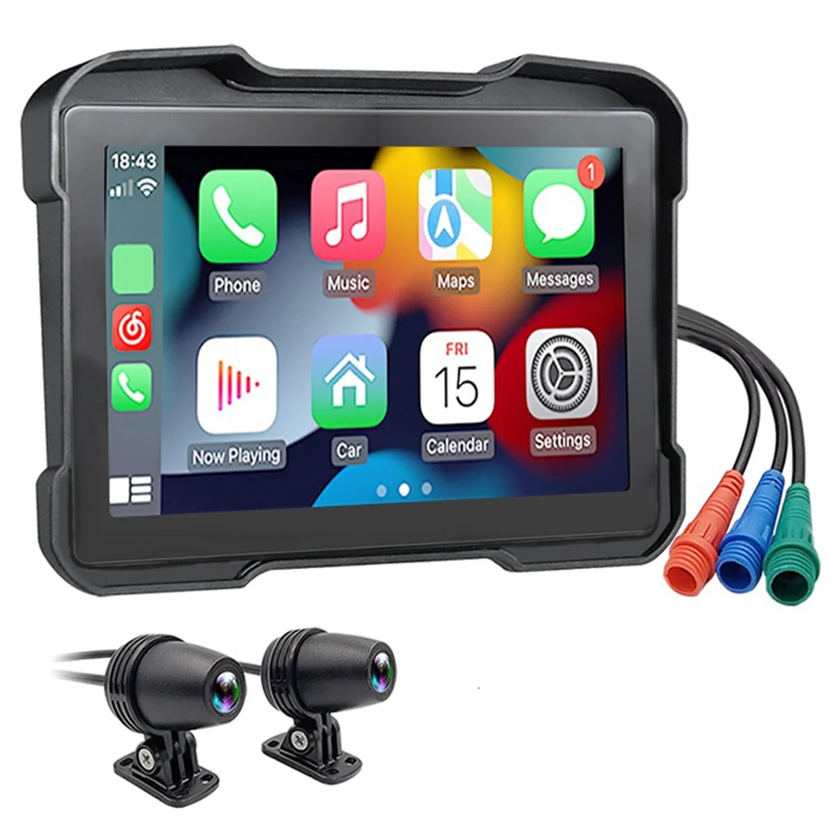 Motorcycle DVR Dash Cam Portable 5 Inch Wireless CarPlay Android Auto Screen GPS Navigation Waterproof Monitor