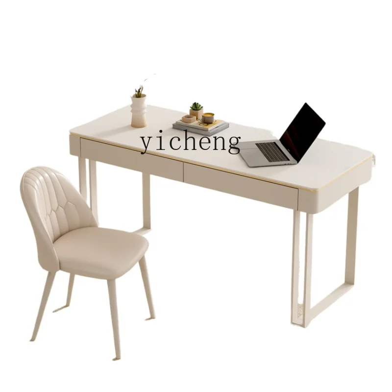 

ZF Stone Plate Desk Student Household Light Luxury Modern Living Room Computer Table and Chair Small Apartment