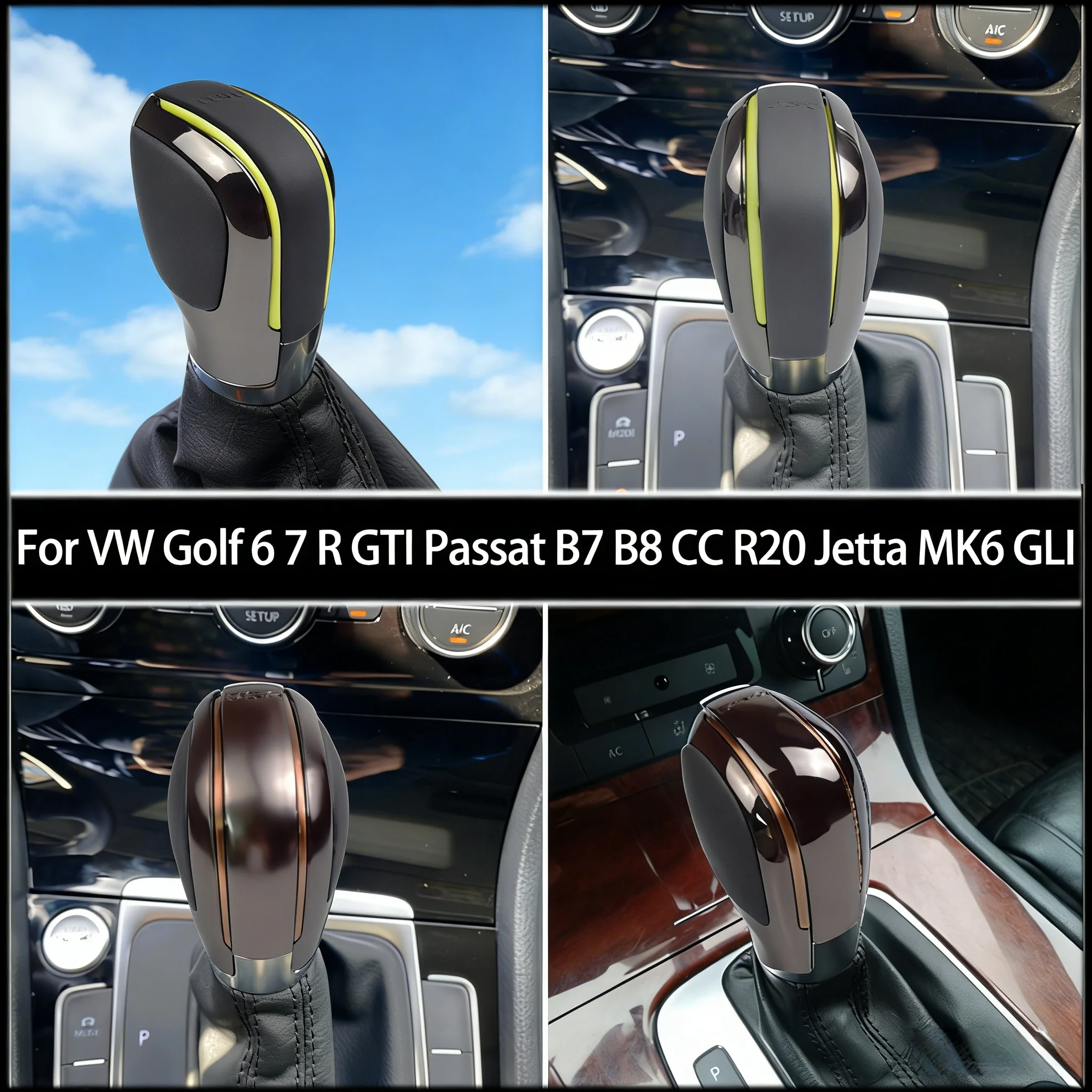 DSG Emblem ABS/Leather For VW Golf 6 7 R GTI Passat B7 B8 CC R20 Jetta MK6 GLI Auto Gear Shift Knob Stick HeadBall Chrome/Matt - view 4
