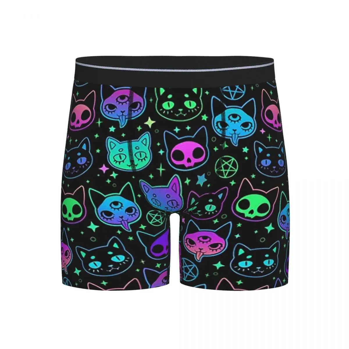 

Long Boxer Underpants Shorts Colorful Cat Silhouettes Cartoon Black Cats Panties Male Breathable Underwear for Homme Man Gifts