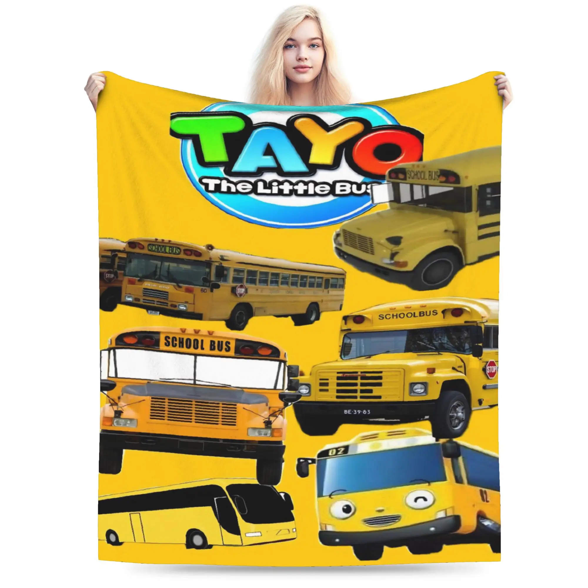 Comfortable Tayo The Little Bus  Blanket Stuff Bed Decorative  Throw Blanket Ultra-Soft Flannel for Bedroom