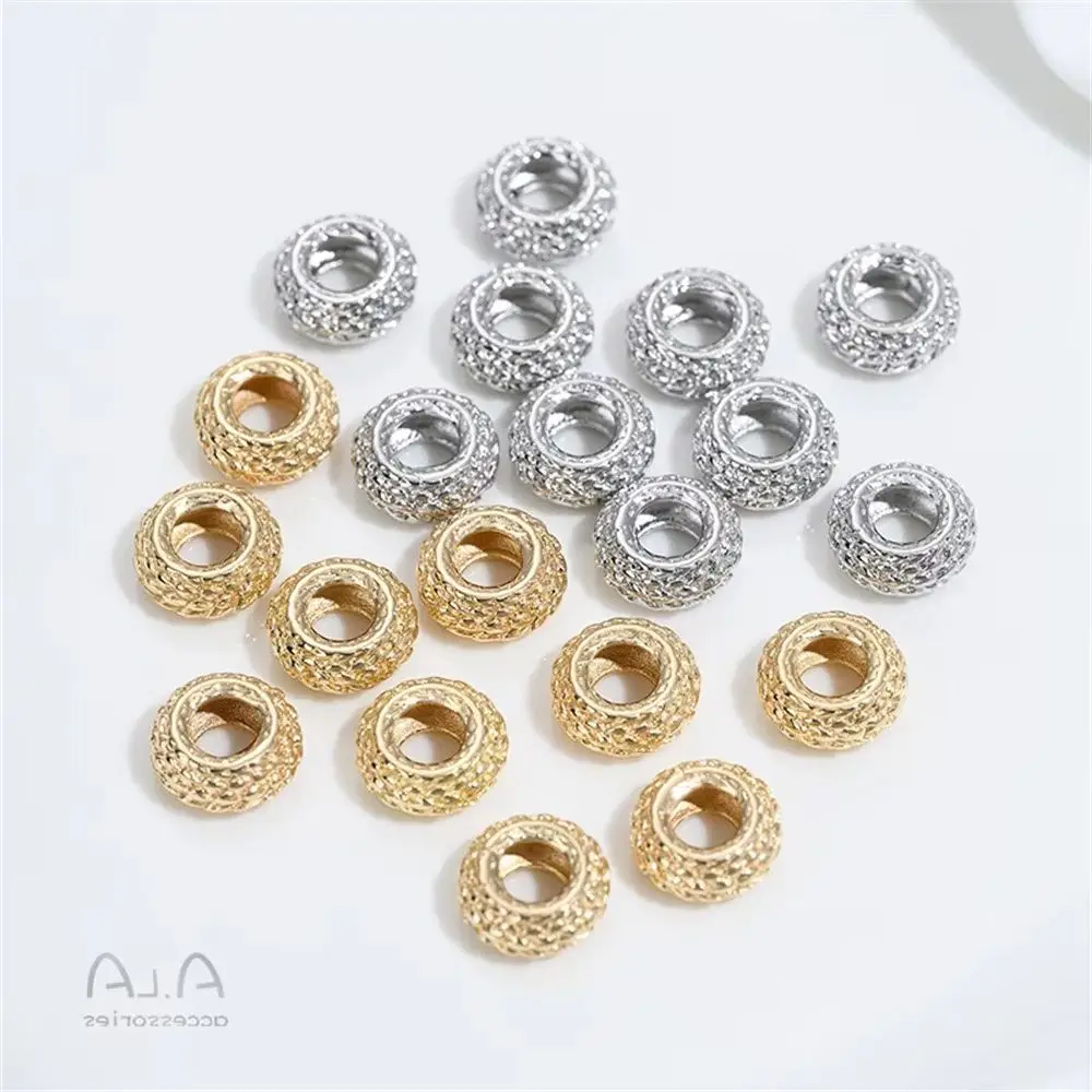 14K Gold Plated Dragon & Snake Scale Pattern Beads, Large Hole Slider Spacer Beads for DIY Bracelet & Necklace Jewelry Making Ac