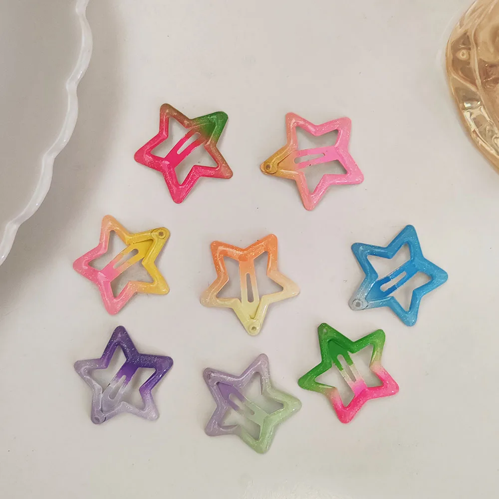 5pc Cute Korean Colorful Star BB Hair Clips Hairpin for Kids Girls Child Crab Headband for Hair Accessories Headwear Ornament