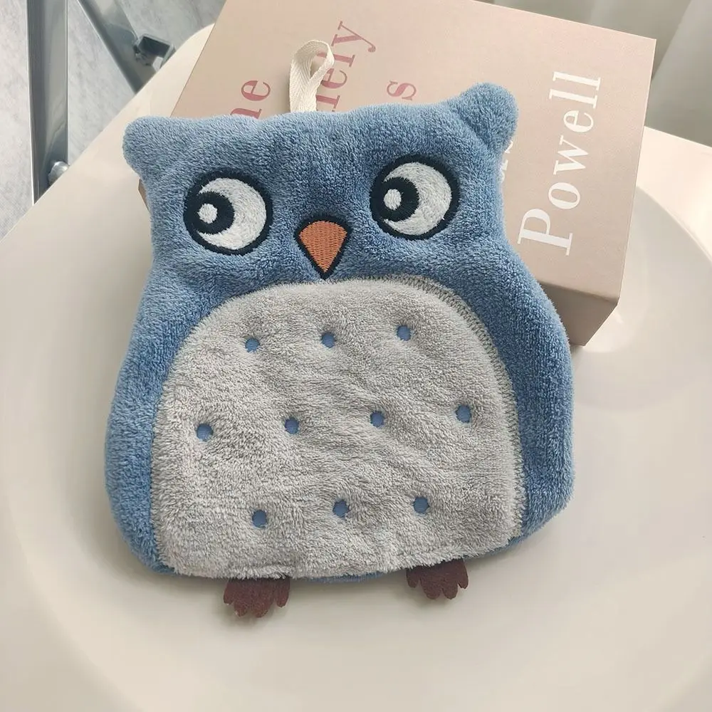 Funny Soft Owl Hanging Towels Cartoon Absorbent Hand Washcloth Thickened Quick Dry Kitchen Towel Kitchen