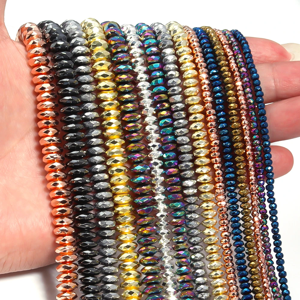 Natürliche facettierte Hämatit-Steinperlen, bunte lose Distanzperlen für Schmuckherstellung, DIY-Handwerk, Armbänder, Halsketten-Zubehör