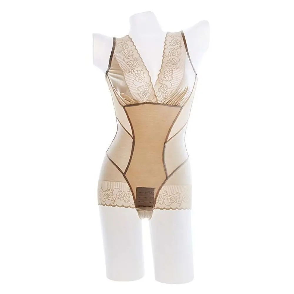 Body Moldeador Reductor de Encaje con Flores, Faja Moldeadora Delgada, Ropa Interior Sin Costuras con Control de Abdomen, Corsé Enterizo para Mujer