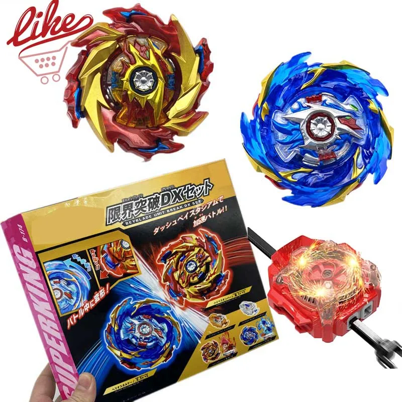 Laike Super King Bey B-174 Limit Break DX Set B174 Spinning Top with 2pcs Spark Launcher Box Set Toys for Children