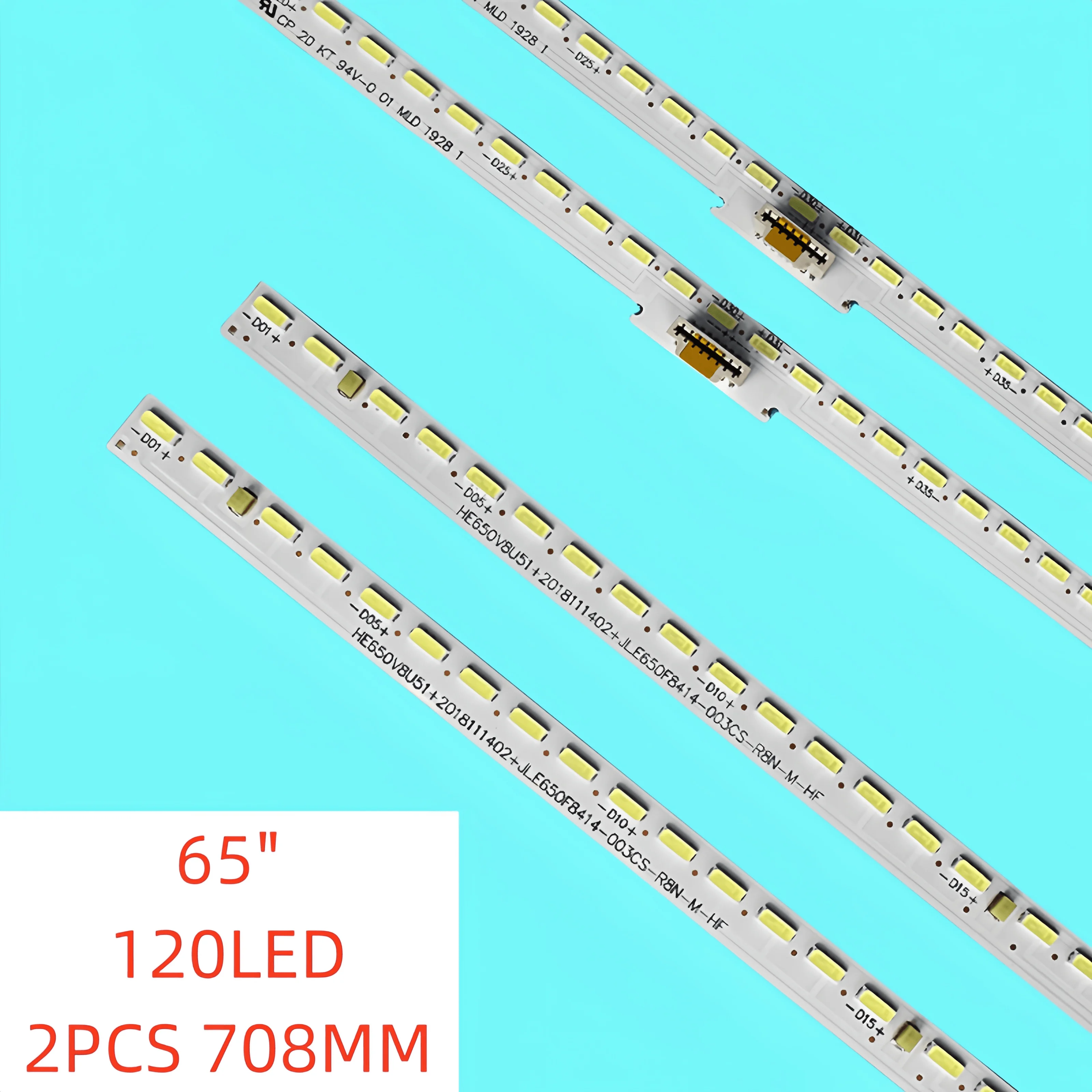 

2Pcs/1Set 708MM 120LED NEW LED Backlight Strip for 65" TV Hisense HE650V8U51 JL.E650F8414-003CS-R8N-M-HF