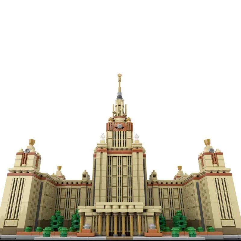 MOC-203389 Building Block Moscow State University Complex 1:800 Scale Model Cityscape Architecture Toys DIY Birthday Gifts