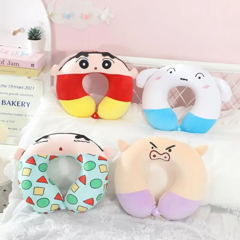 Kawaii Crayon Shin-Chan Anime Peripherals Nohara Shiro Cartoon Travel Neck Pillow Memory Foam U-Shaped Pillow Birthday Gift