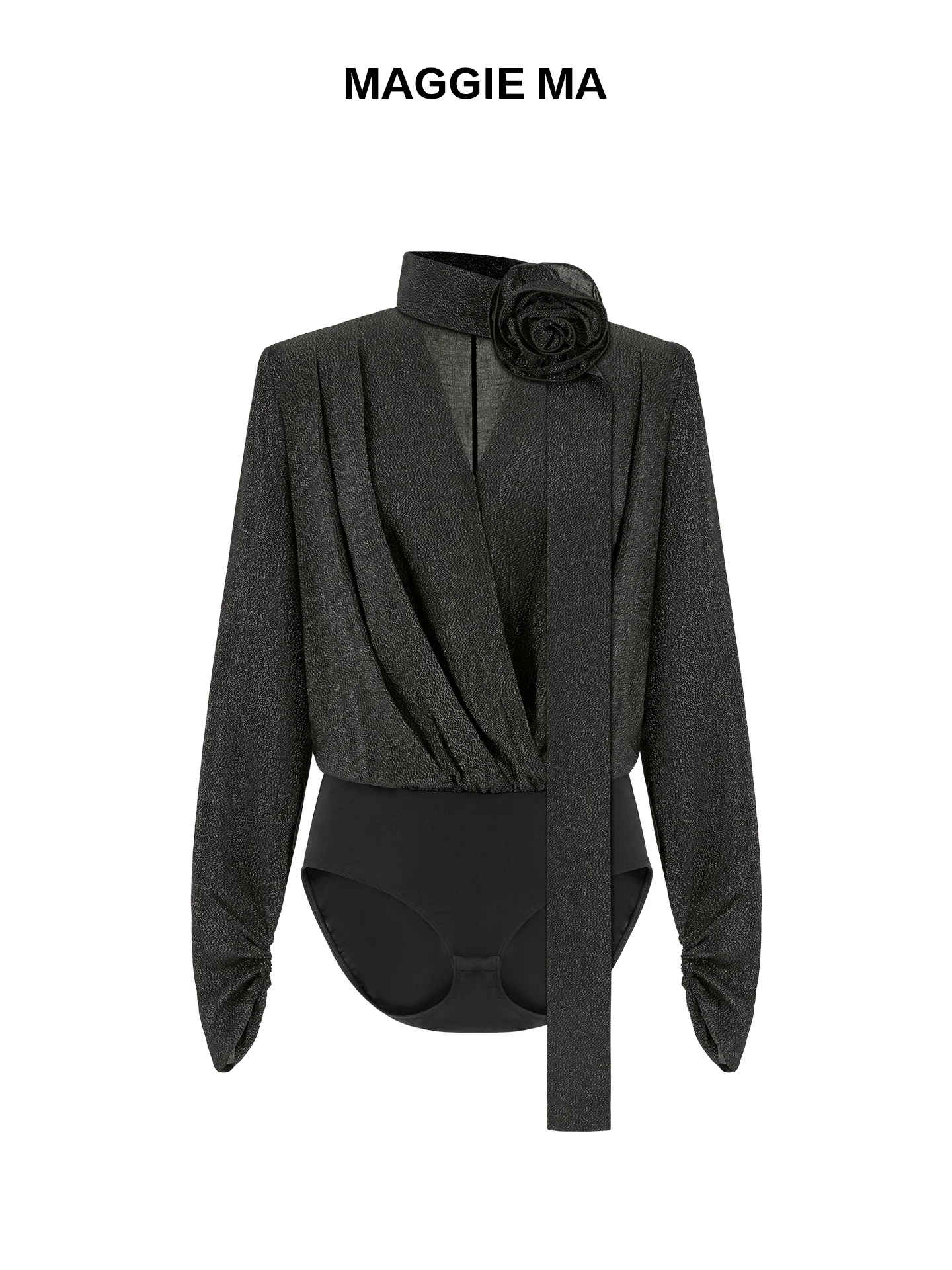 

MAGGIE MA 2026 Spring New Sle Women's Long Sve One-Piece irt with Sa High Waist Straight Cut Commute Polyester Fiber