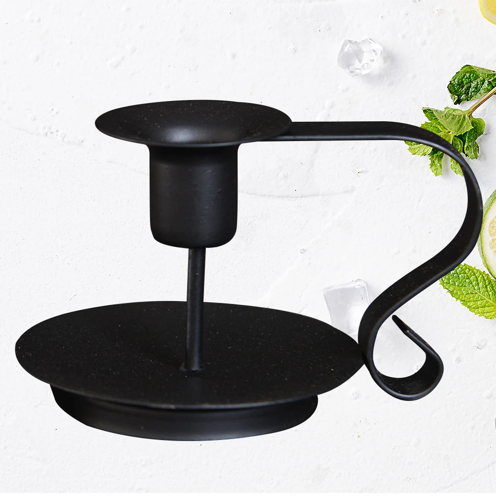 

Iron Candlestick Matte Candlestick Holder Black Finish Cast Taper Holder Stand Iron Tabletop Decor