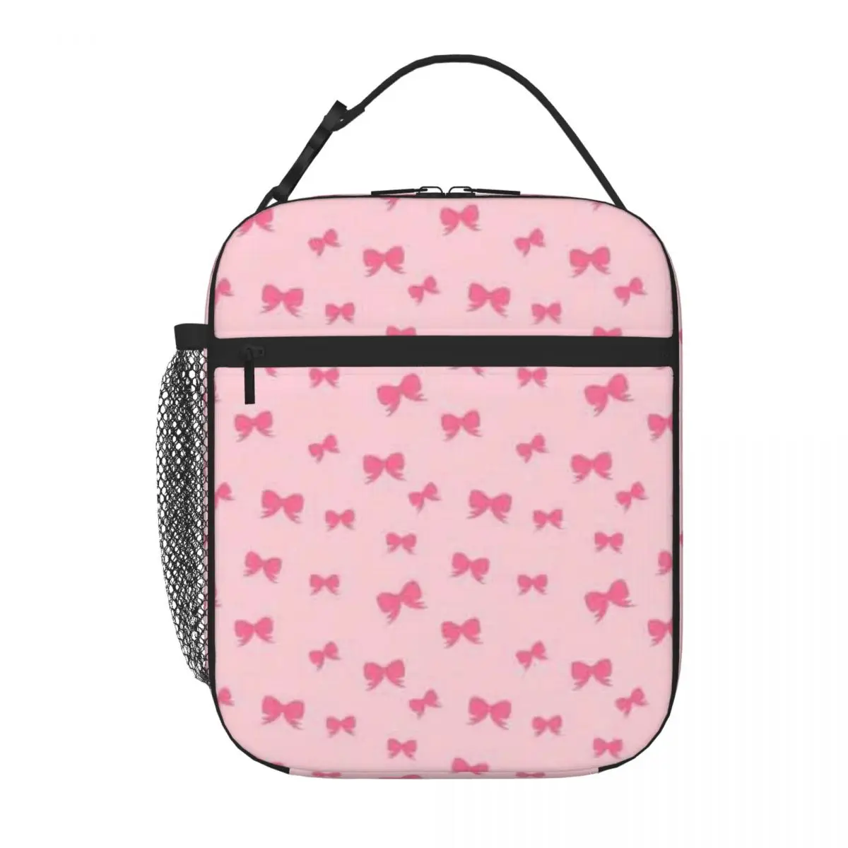 Bestselling Adorable Pink Bows Modern Adjustable Strap Lunch Bag Teen School Insulated Tote