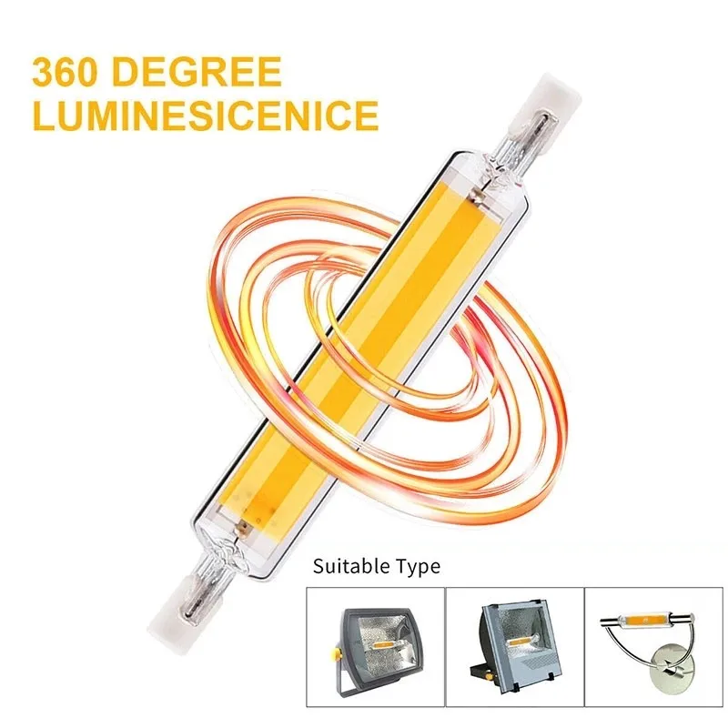 R7S COB LED Lamp Bulb Glass Tube for Replace Halogen Light Spot Light 78mm 118mm AC 220V 230V 15W 30W  Energy Saving