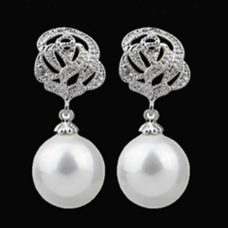 Rose pearl earrings