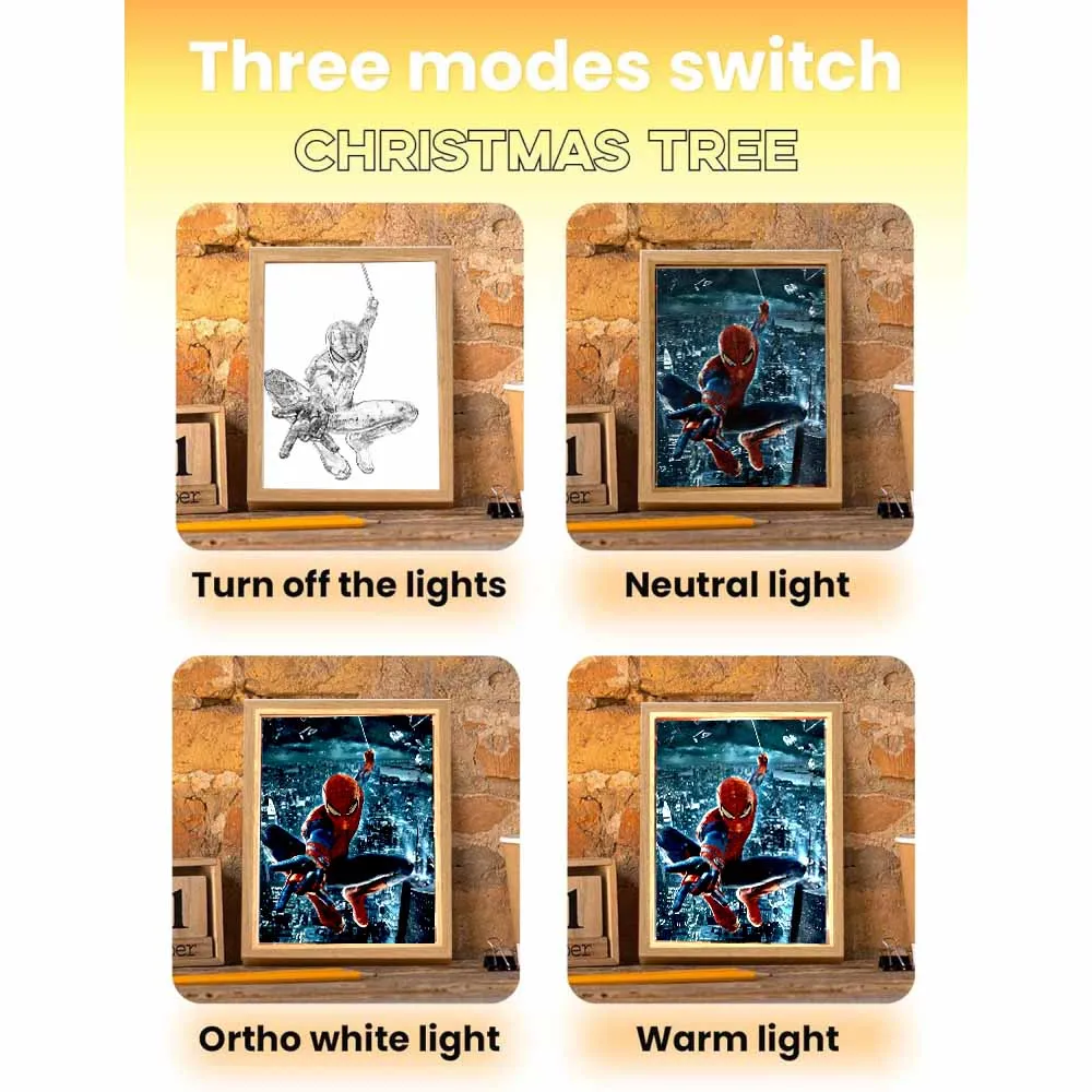 Anime Figure Light Painting Photo Frame spiderman Man Spider Zipka Led Night Light Home Bedroom Decor Christmas Gifts Moon Lamp