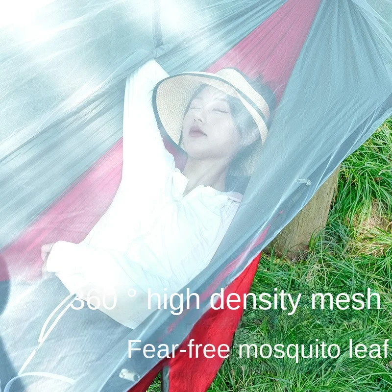 DZ Outdoor Camping Anti Rollover Nylon Hammock With Mosquito Bill For Two People No Need To Install Pole Mosquito Net Hammock