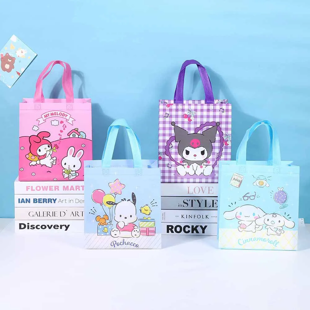 Sanrio My Melody Kuromi Cinnamoroll Pochacco Non Woven Shopping Bag Cute Cartoon Reusable Handheld Portable Children\'s Gift Bags