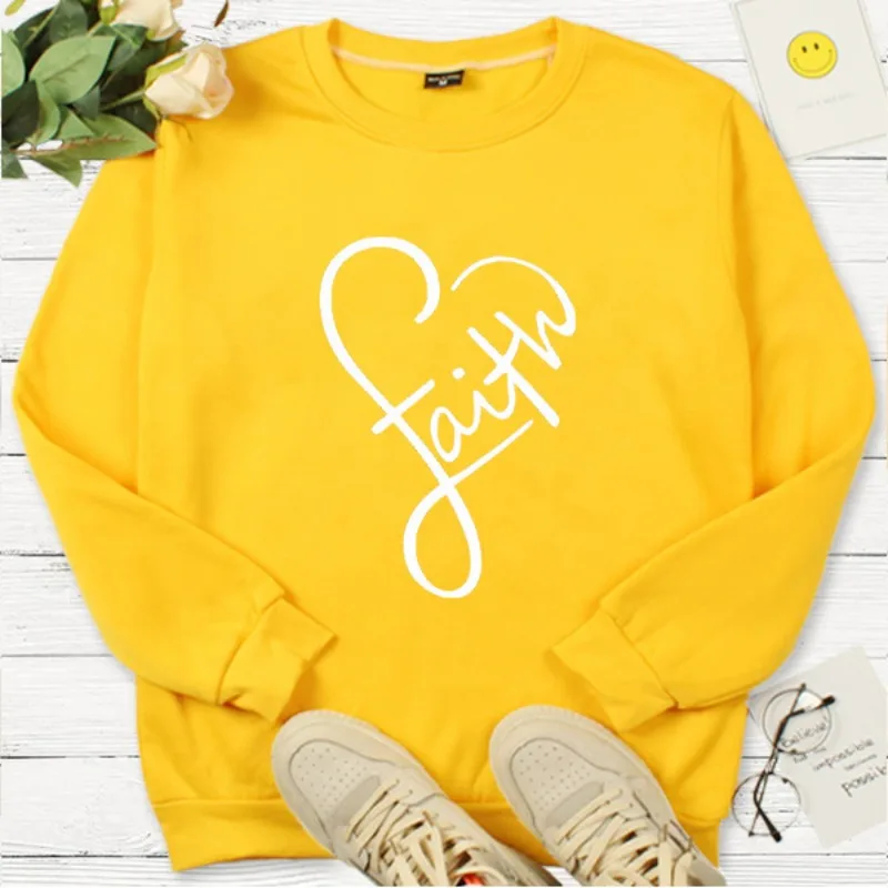 Love Faith Digital Print Creative Simple Casual Crew-neck Hoodie Aesthetic  Sweatshirts  Clothes  Sweatshirt