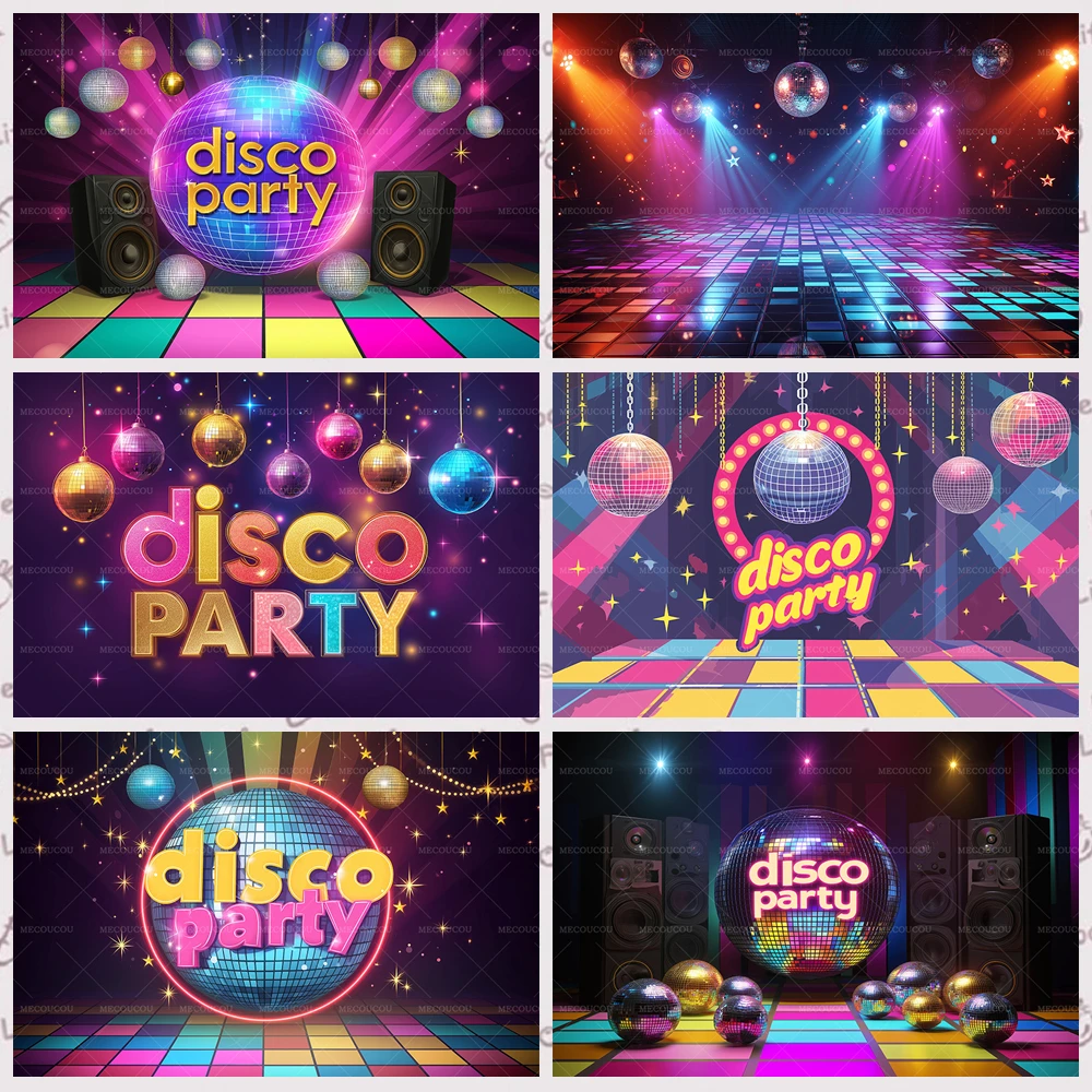 

Retro Neon Disco Ball Party Background Custom Music Stage Decoration Shiny lights Party Portrait Photo Studio Photography Props