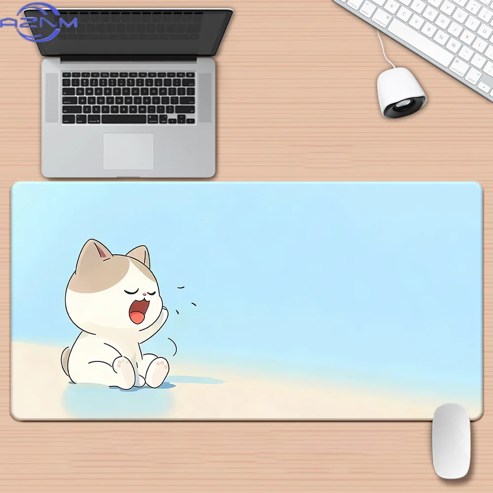No Brand Cartoon Cat HD Printed Desk Pad Iron Art XXL Mousepad Multi Functional Keyboard Gaming Mat Office Computer PC Gamer