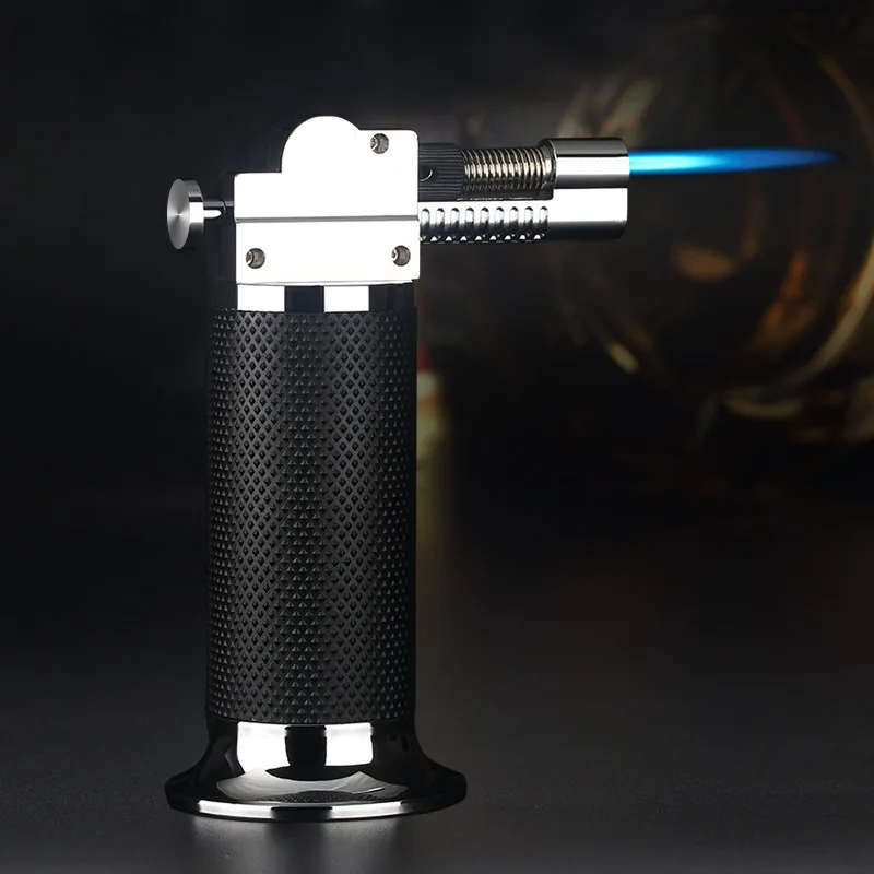 Creative Double Flame Welding Gun Gas Lighter Safety Lock Switch Jet Fire Open Fire Switching BBQ Kitchen Cigar Lighters Smoking