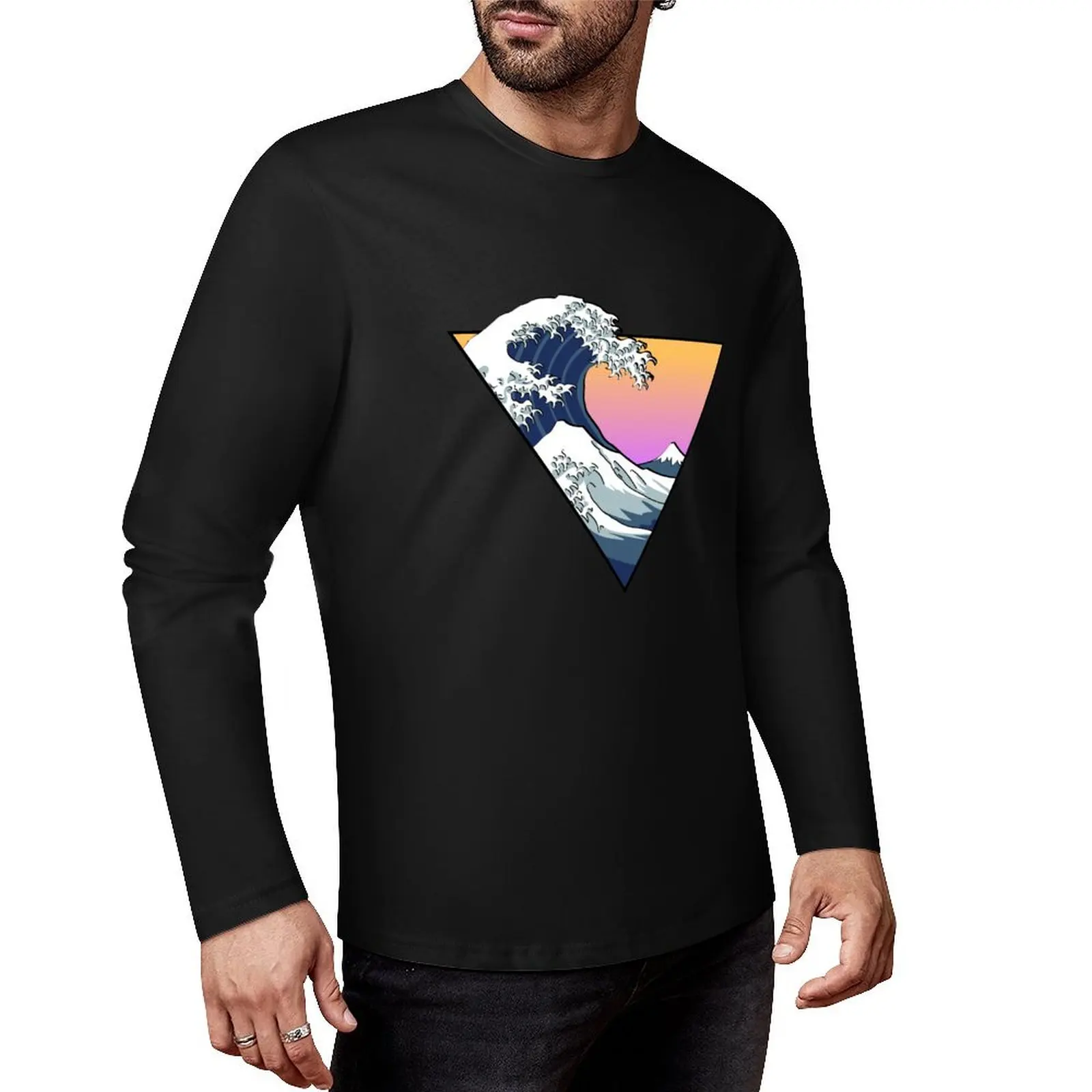 Great Wave Aesthetic Long T-Shirt quick drying t-shirt vintage clothes plain black t shirts men