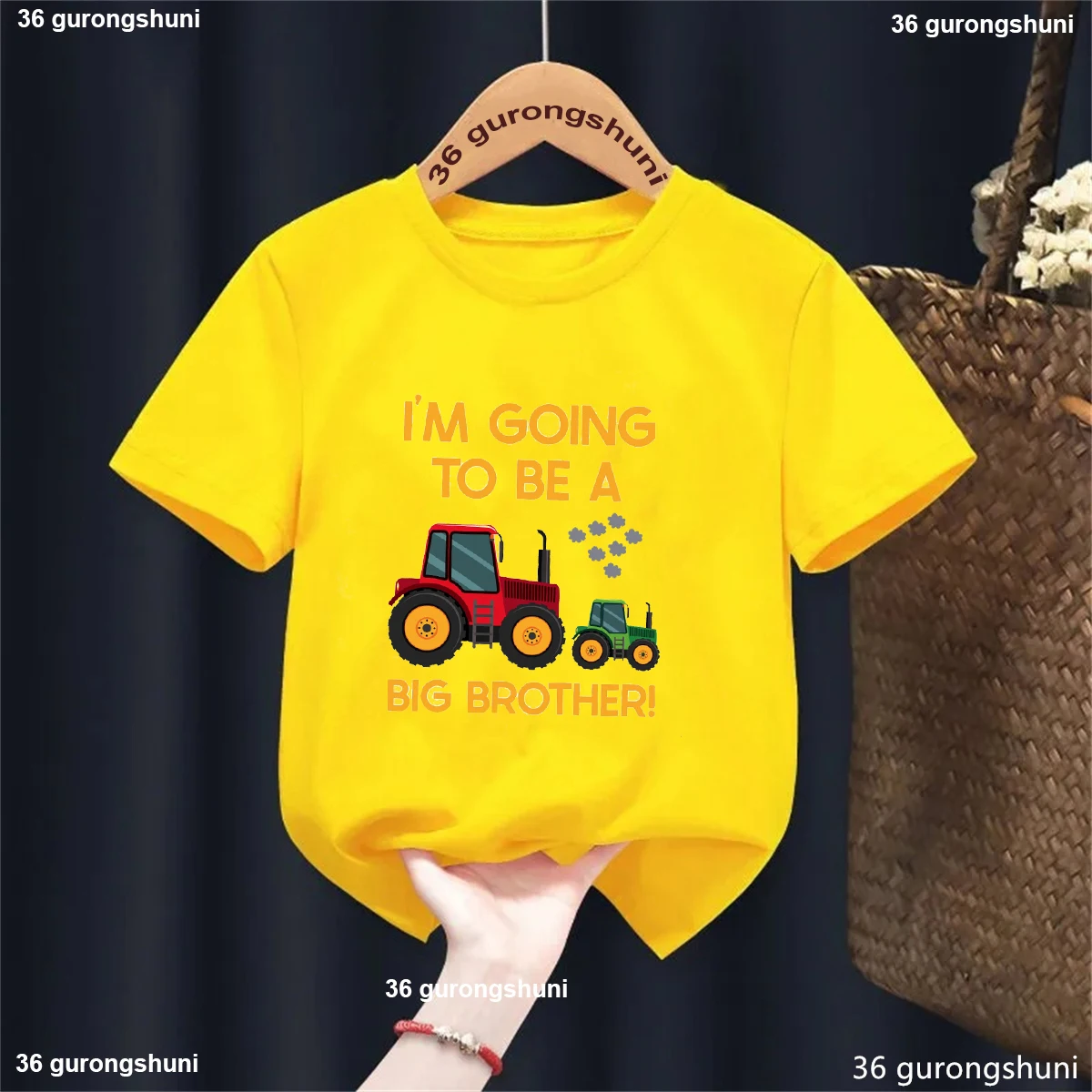 I'M Going To Be A Big Brother Two Tractors T Shirt, Baby Announcement Idea For Son, Boys Tractor Tshirt, Brothers Matching Shirt