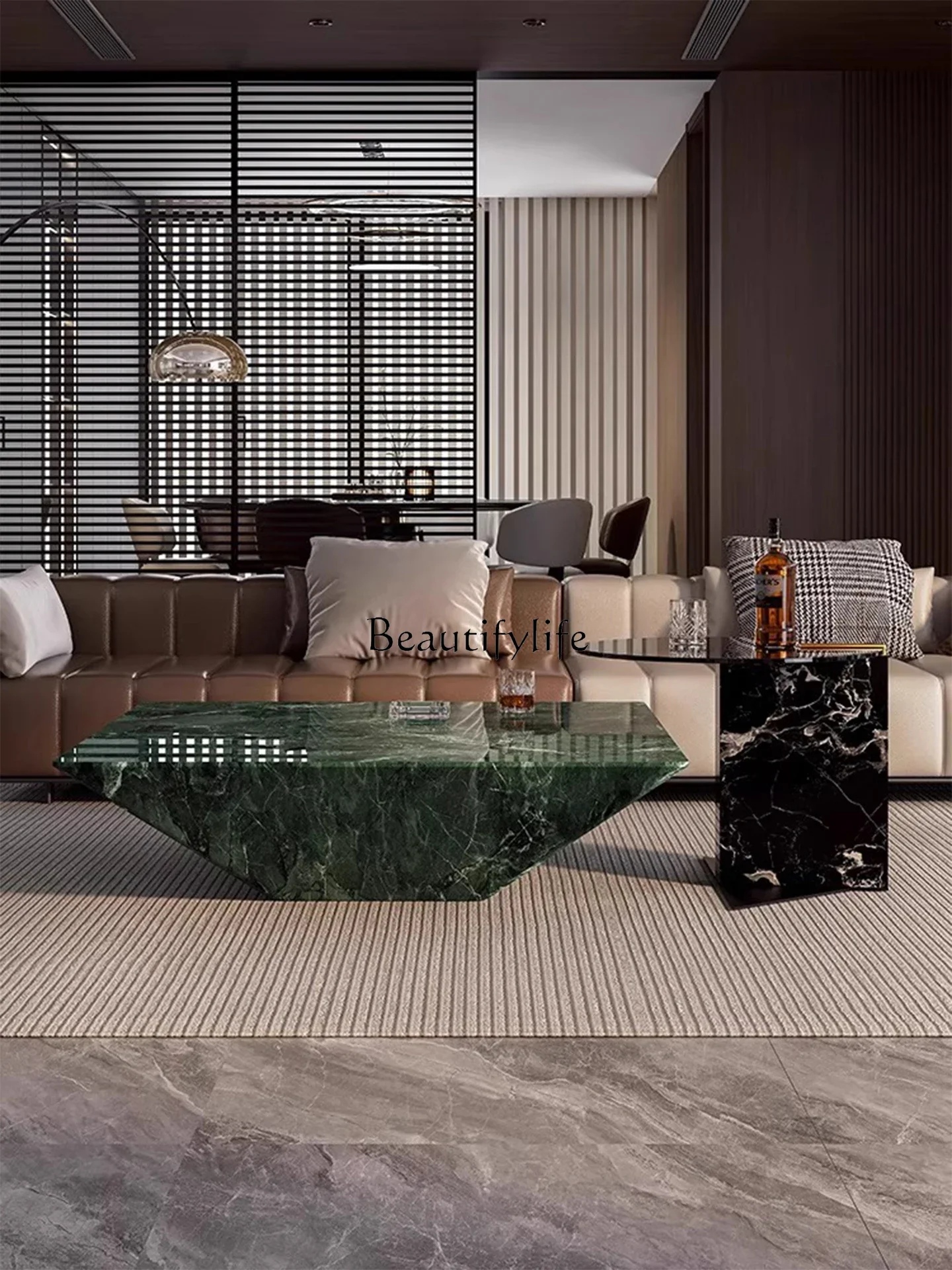 

ls 18Natural luxury stone Italian light luxury coffee table living room home high-end marble coffee table