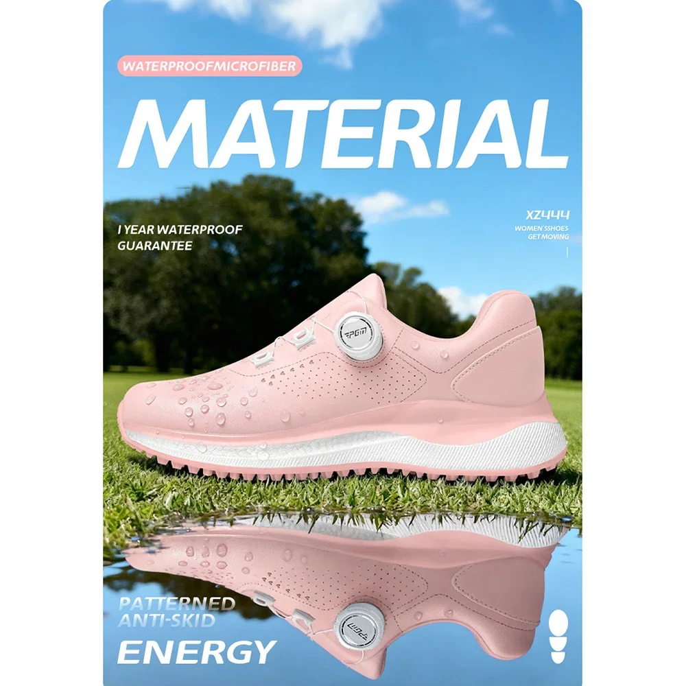 PGM XZ444 Damen Komfortable Weichsohlen-Golfschuhe mit Rutschfester Sohle, Wasserdichte Golf-Schuhe mit Knopfschnürung für Frauen – Detail 1